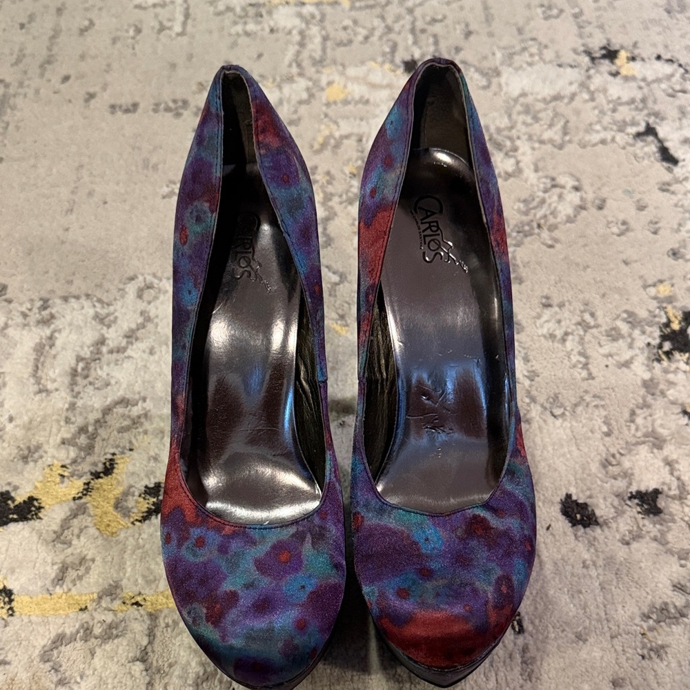 Carlos Santana Red and Blue Patterned Heels